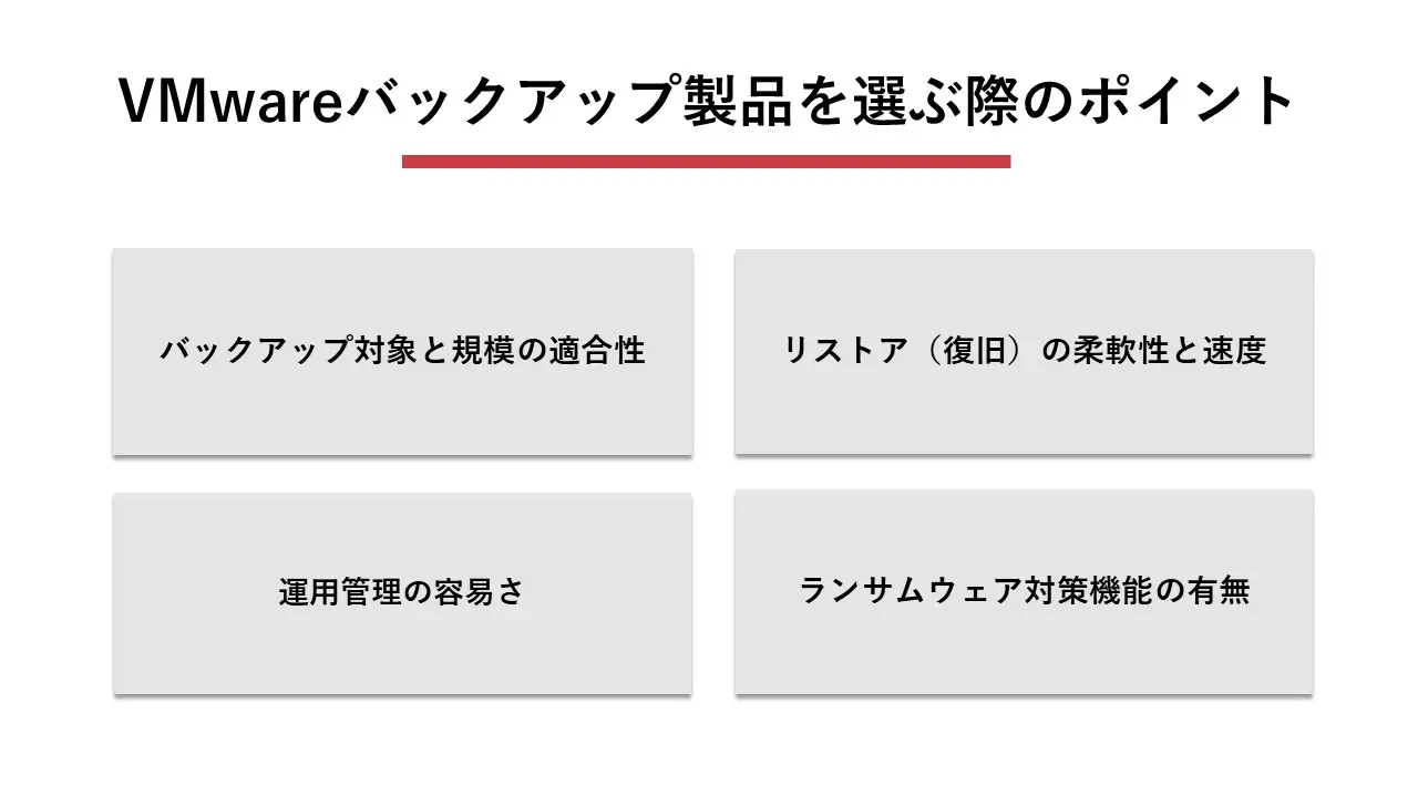 VMwareバックアップ製品を選ぶ際のポイント